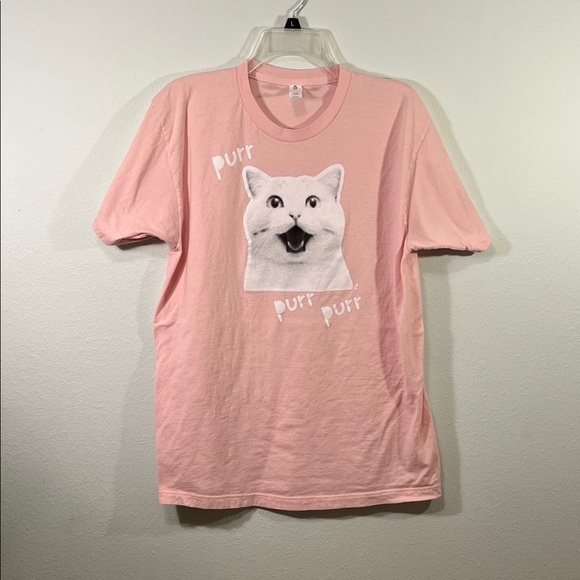 Tultex Pink Cat Graphic Tee women’s size large all cotton - Picture 2 of 9